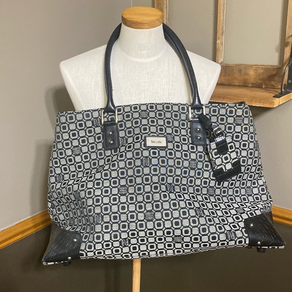 Liz&Co vintage gray & black large tote travel bag